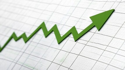 Green Arrow on Graph Illustrating Financial Growth and Success