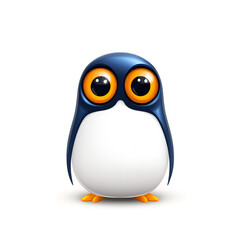 A cute, stylized cartoon penguin with large eyes and a colorful design, perfect for children's illustrations.