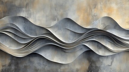 Abstract gray waves creating a flowing composition