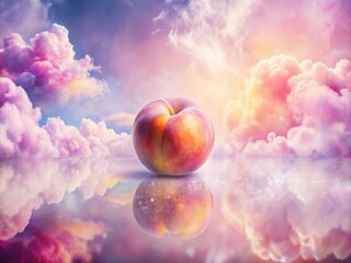 Obraz premium Serene Peach and Purple Watercolor Background with Soft Clouds for Text Overlay in a Dreamy Violet Palette for Creative Projects and Designs