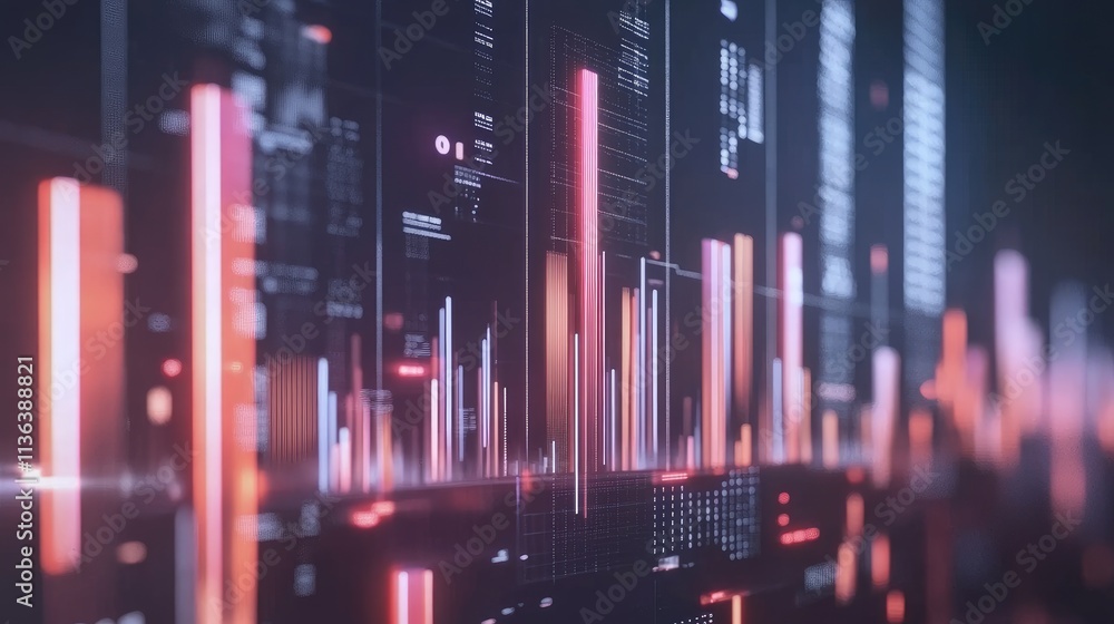 Poster modern data visualization with colorful graphs and charts background
