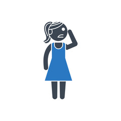 Worried Girl Symbol Icon