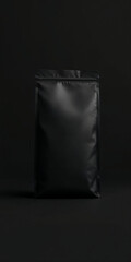 A coffee concept prepared for mockup, with a matte black coffee package on dark background	