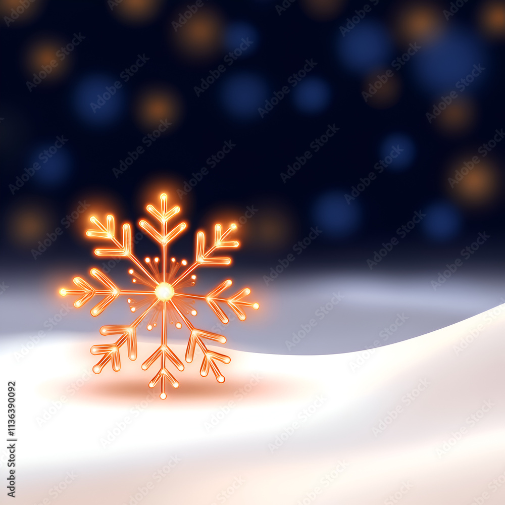 Aufkleber a glowing snowflake design on a soft snow background, creating a magical winter atmosphere.