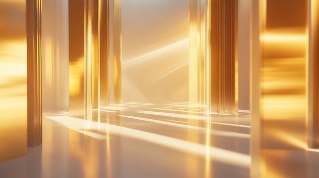 Radiant gold light beams blending into a white backdrop