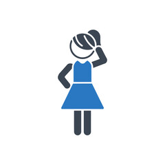 Woman Thinking in Blue Dress Icon