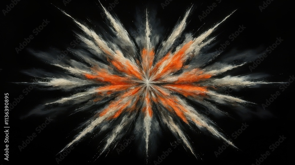 Aufkleber abstract explosion of colorful particles in a dramatic starburst pattern on black background