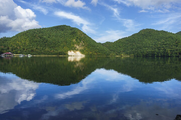 鳴子温泉の観光名所 潟沼の風景 Naruko Onsen tourist attraction katanuma scenery