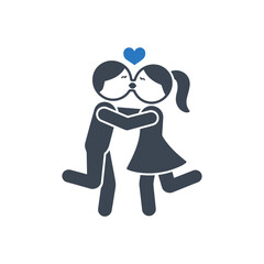 Couple Embracing Love Icon