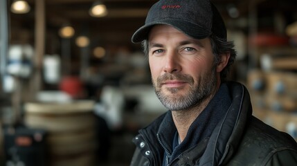 farmer on the background of cows. The concept of a dairy farm. eco milk