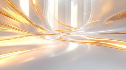 Obraz premium Smooth white surface with glowing golden light beams