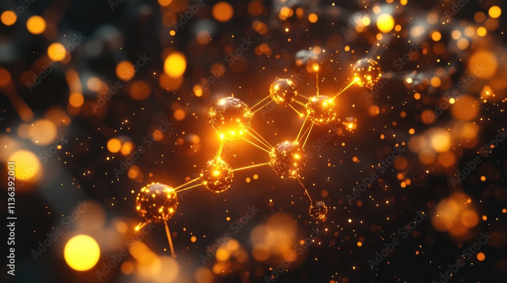 Poster abstract digital representation of molecules and particles in space