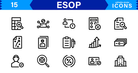 Modern ESOP Icons - High-Quality Graphics for Finance, Corporate Plans, and Employee Ownership Projects