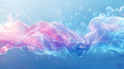 Blue and pink waves blending with glowing particle effects