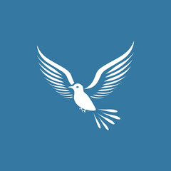 Elegant White Bird with Outstretched Wings Logo