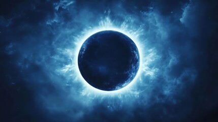 Obraz premium Dark blue and black with a radiant glowing center