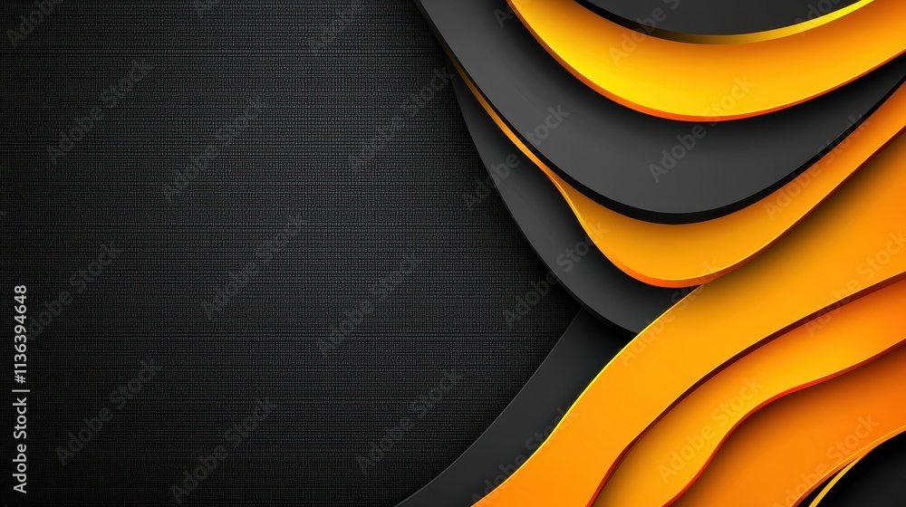 Poster abstract wavy background design with black and yellow layers for modern visual projects