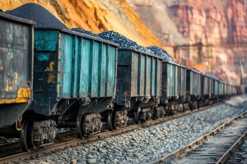 Obraz premium Close-Up of Carriages with Raw Materials in Factory Setting