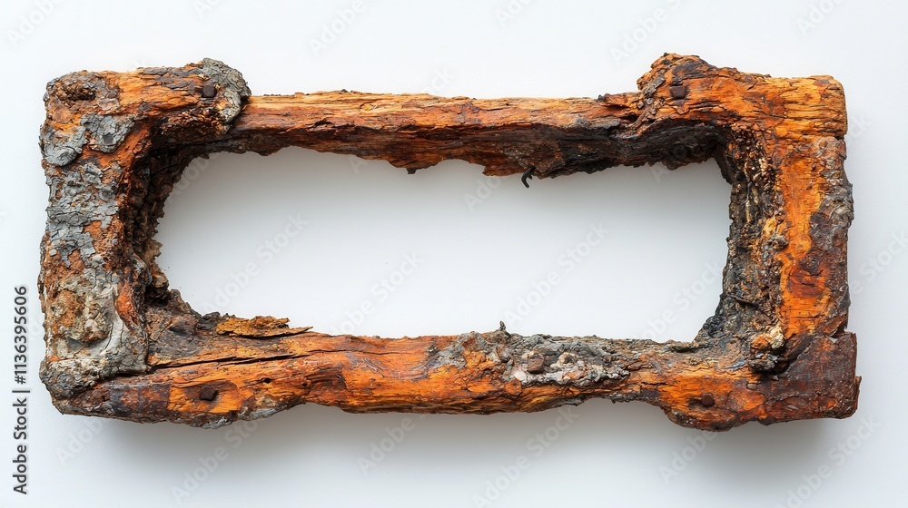 Poster weathered wooden frame with rusty texture displaying natural decay and aging effects