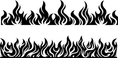 Flame fire border frame silhouette template set vector illustration clipart