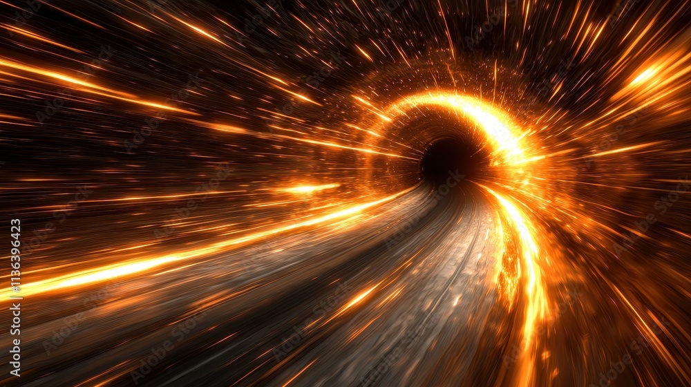 Aufkleber dynamic digital light trails in a dark tunnel creating a sense of motion and energy