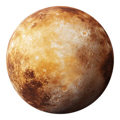 Fototapeta premium Mercury Planet with Rocky Surface and Craters Detailed View of Mercury on Transparent Background