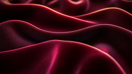 Obraz premium Rich burgundy velvet fabric illuminated by soft light, creating a smooth and opulent texture with reflections
