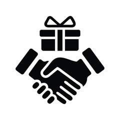 People handshake gift box icon vector illustration