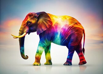 Obraz premium 3D Abstract Elephant Silhouette, Light Background, Profile View, Large Scale, Artistic Animal Silhouette Photography