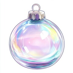 A colorful, translucent Christmas ornament with a silver cap.