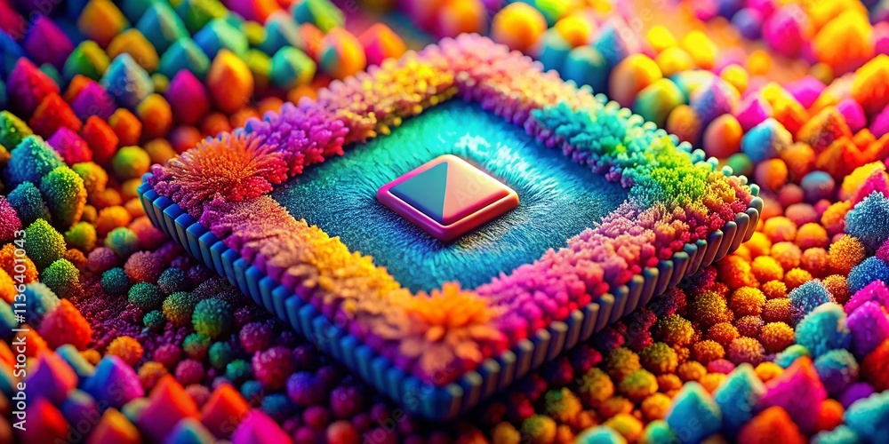 Poster 3d render of youtube social media symbol in macro photography style, highlighting details and textur