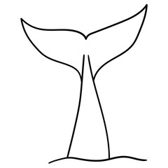 Hand drawn doodle whale tail on white background. © Павел Костенко