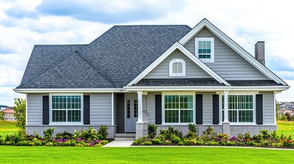 Charming Single-Family Home with Beautiful Landscaping and Modern Exterior Design