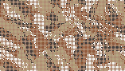Digital military camouflage. Seamless camo pattern. Halftone dots background. Brown color abstract texture for print on fabric, textile or paper. Vector © Юрий Парменов