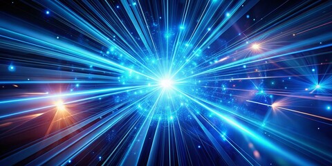 Abstract Blue Neon Rays Wallpaper, Glowing Lines, Surreal Art Background