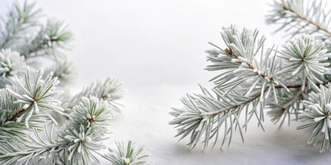Winter Wonderland Frosty Pine Branches on a Snowy Surface