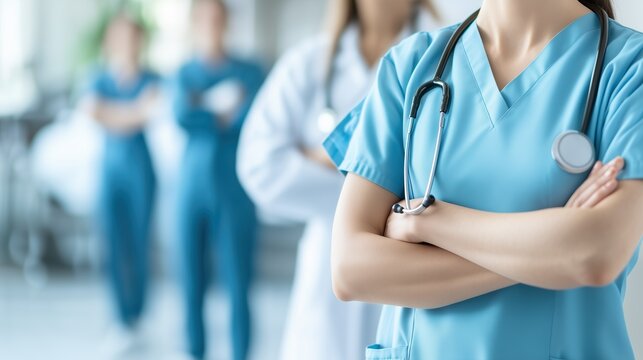 Medical doctor, surgeon, and anesthetist in a medical clinic or the ER, providing emergency care, promoting teamwork and patient trust in the hospital environment.