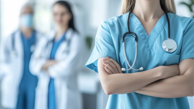 Medical doctor, surgeon, and anesthetist in a medical clinic or the ER, providing emergency care, promoting teamwork and patient trust in the hospital environment.