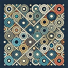 Triadic Geometric Mosaic Pattern	