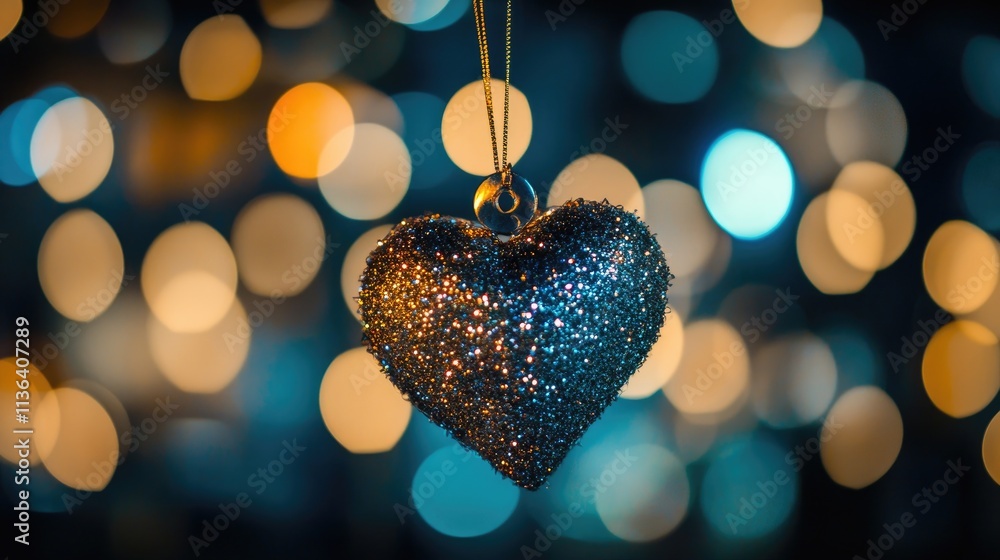 Aufkleber sparkling heart pendant with soft colorful bokeh background