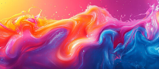 Fototapeta premium Swirling neon slime and vibrant clay, creating an abstract background with bold colors and smooth, dynamic textures