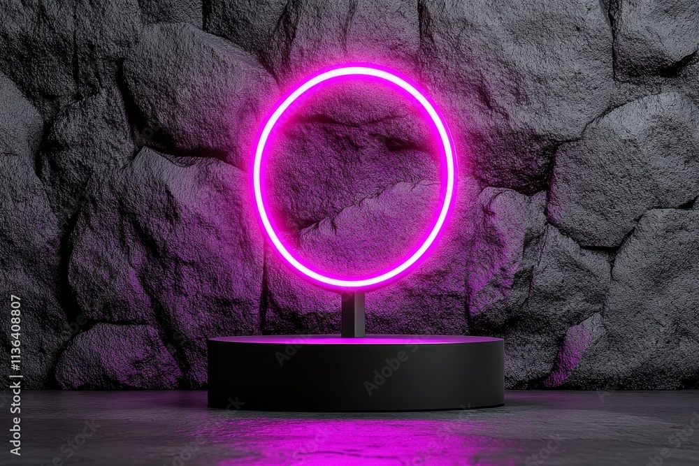 Fototapete a simple abstract design of a glowing portal ring with clean lines and muted colors