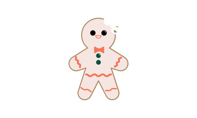 Cute christmas gingerbread man in flat style isolated on white background. Vector illustration