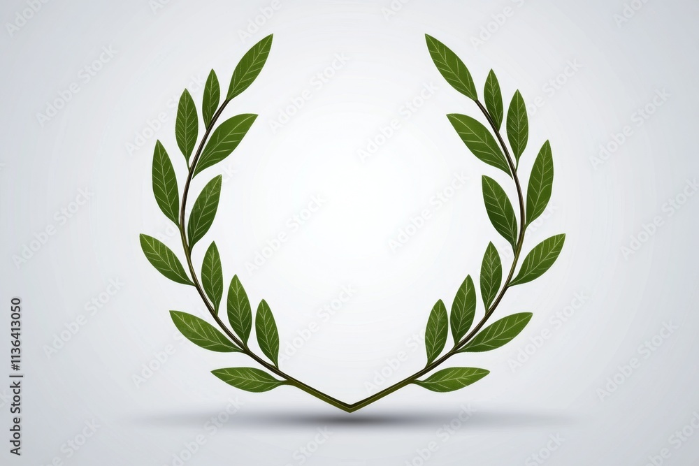 Poster An abstract representation of a laurel wreath, a universal symbol of excellence, drawn with smooth, simple curves and soft gradients