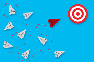 Target concept with red paper plane. target Icon