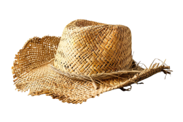 An Isolated Straw Hat, Set Against a Transparent Background, Perfect for Summer, Fashion, or Beach-Themed Designs