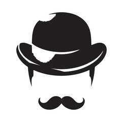 Bowler Hat Face silhouette vector illustration