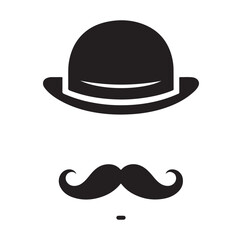 Bowler Hat Face silhouette vector illustration