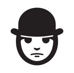 Bowler Hat Face silhouette vector illustration