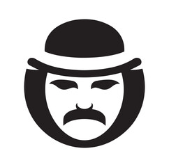 Bowler Hat Face silhouette vector illustration